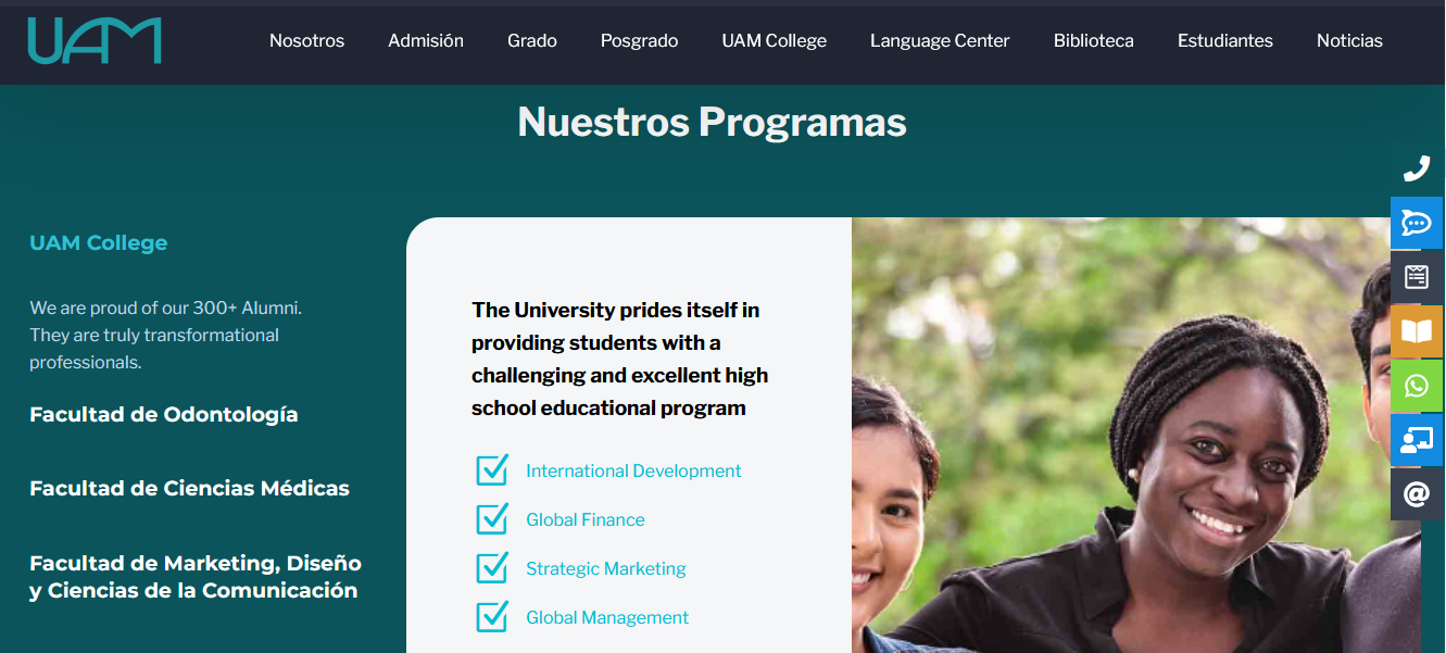 Diseño WEB – Universidad Americana UAM, Nicaragua